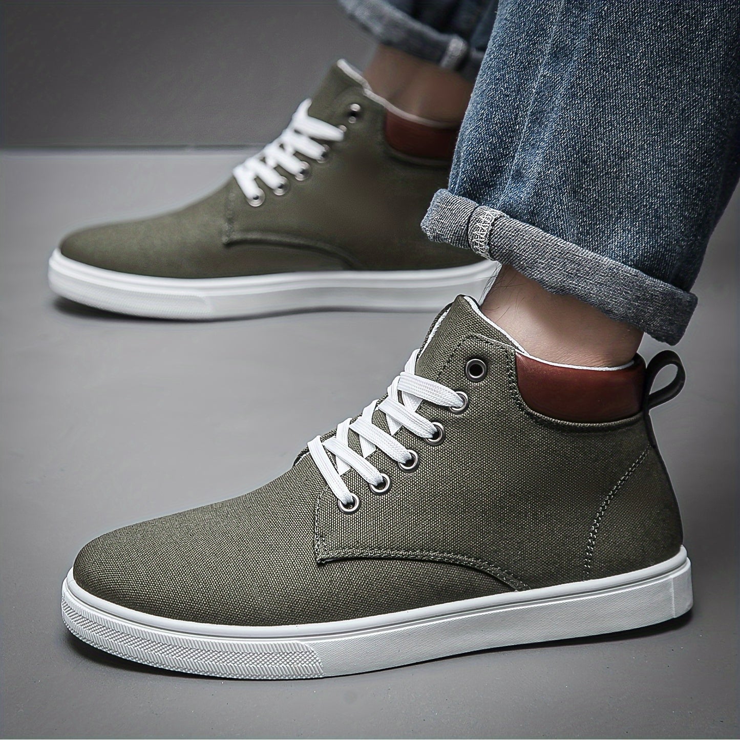 Canvas Skate Shoes With Good Traction, Men's Lace-up High Top Sneakers, Breathable , For Halloween